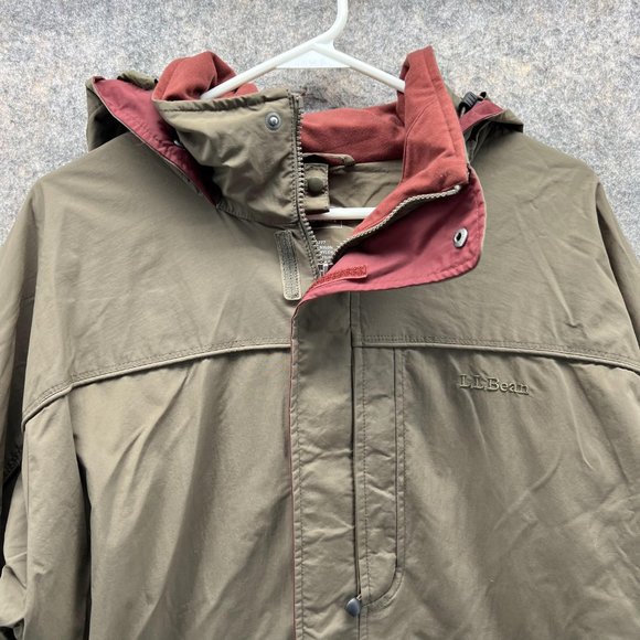 LL bean Jacket Men Large Green Sweater Outdoors Polyester Full Zip Parka Nylon - Picture 2 of 14